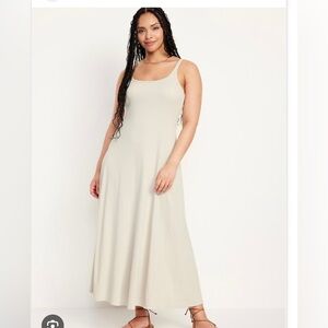 Old Navy Maxi Dress Womens XXL Bone Fit & Flare Rib Knit Sleeveless Travel 2023